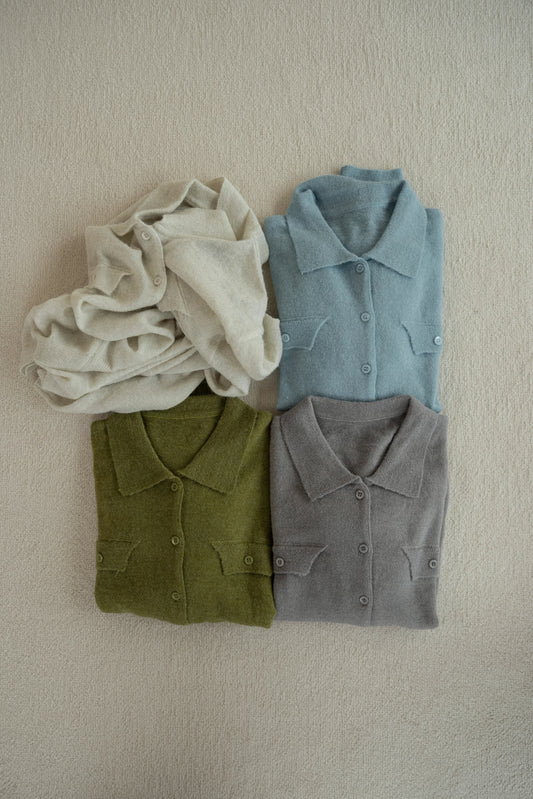 soft touch polo cardigan knit tops