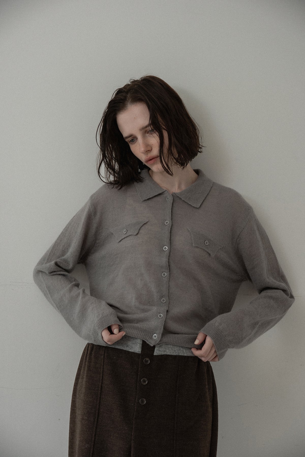 soft touch polo cardigan knit tops