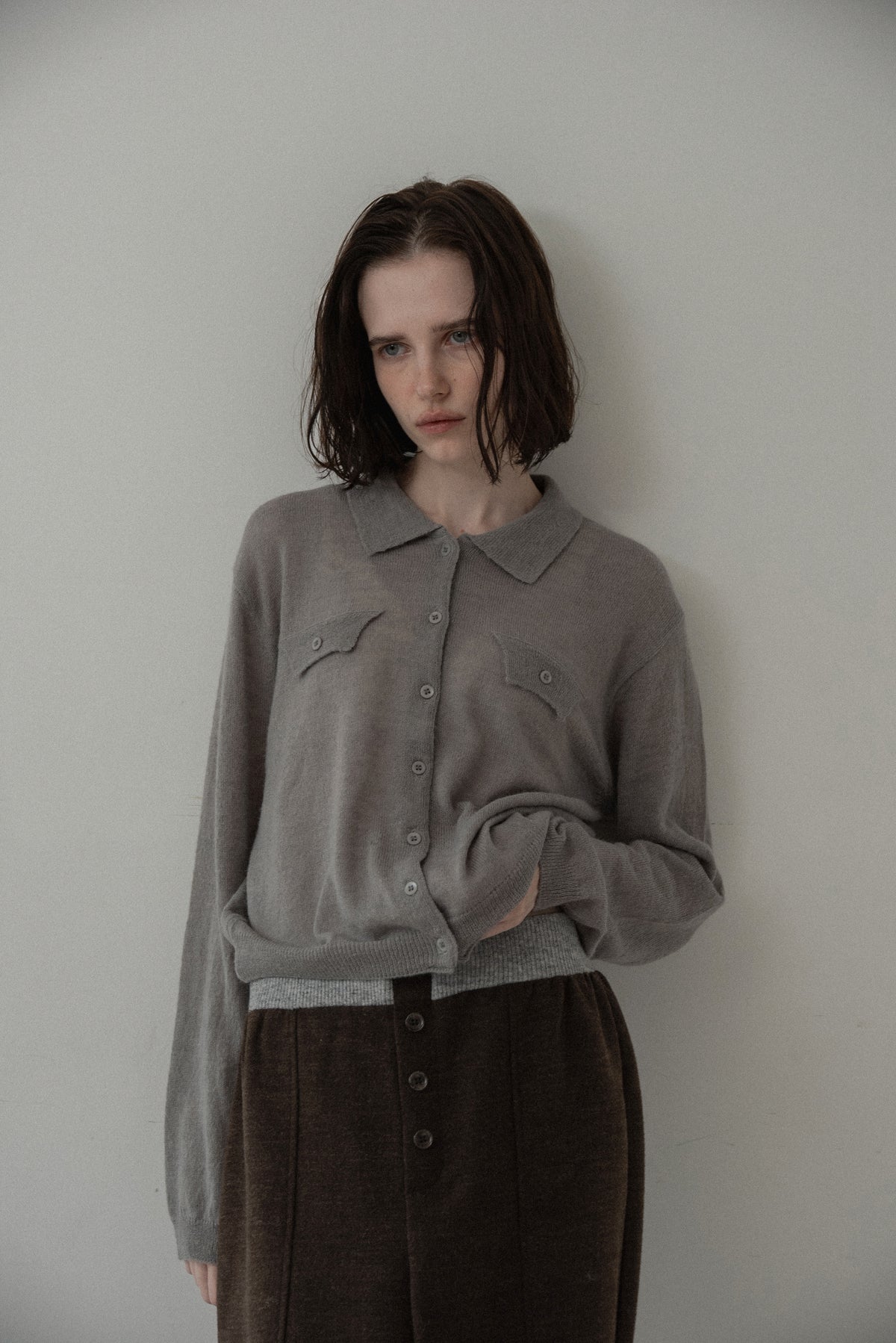 soft touch polo cardigan knit tops