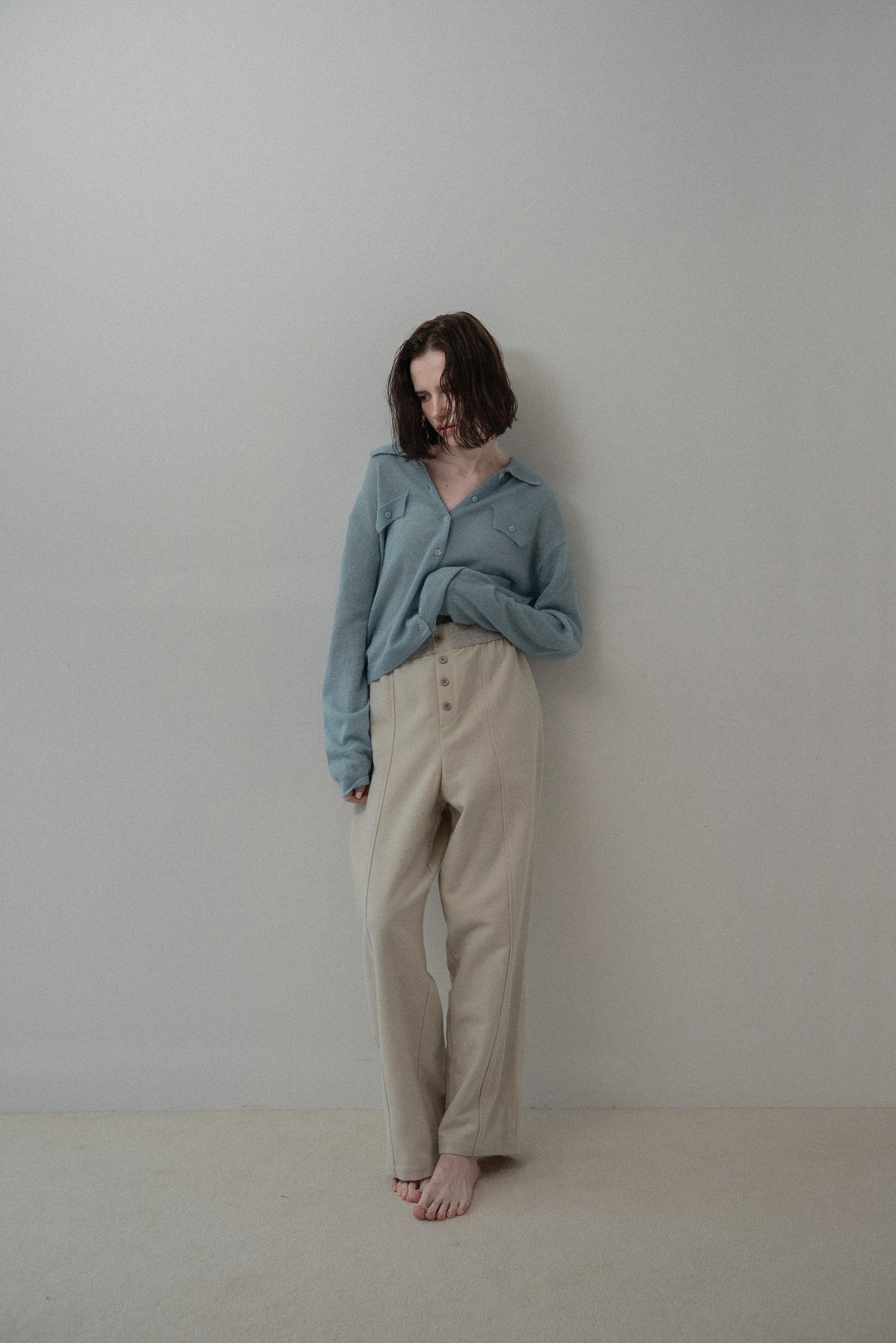 soft touch polo cardigan knit tops