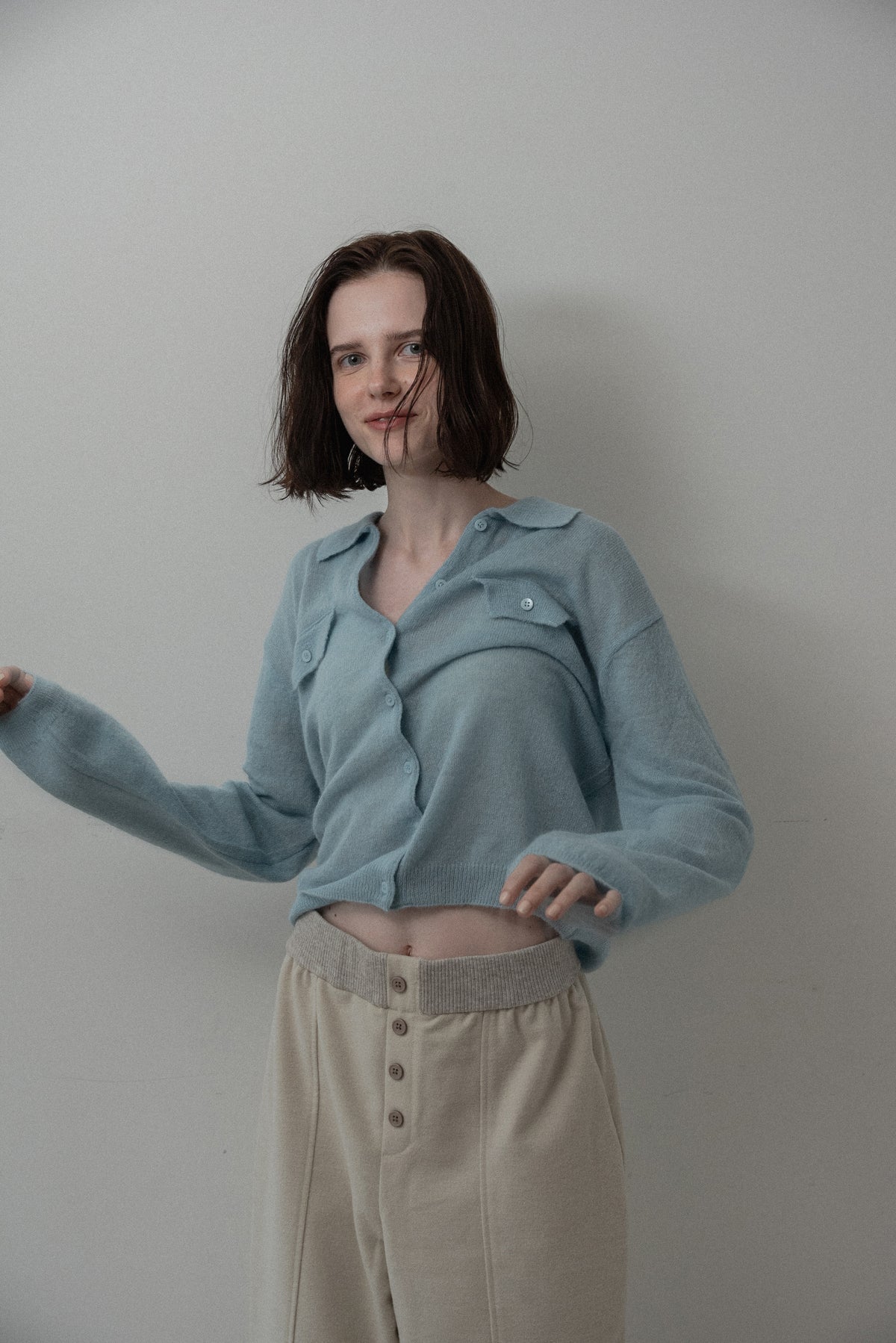 soft touch polo cardigan knit tops
