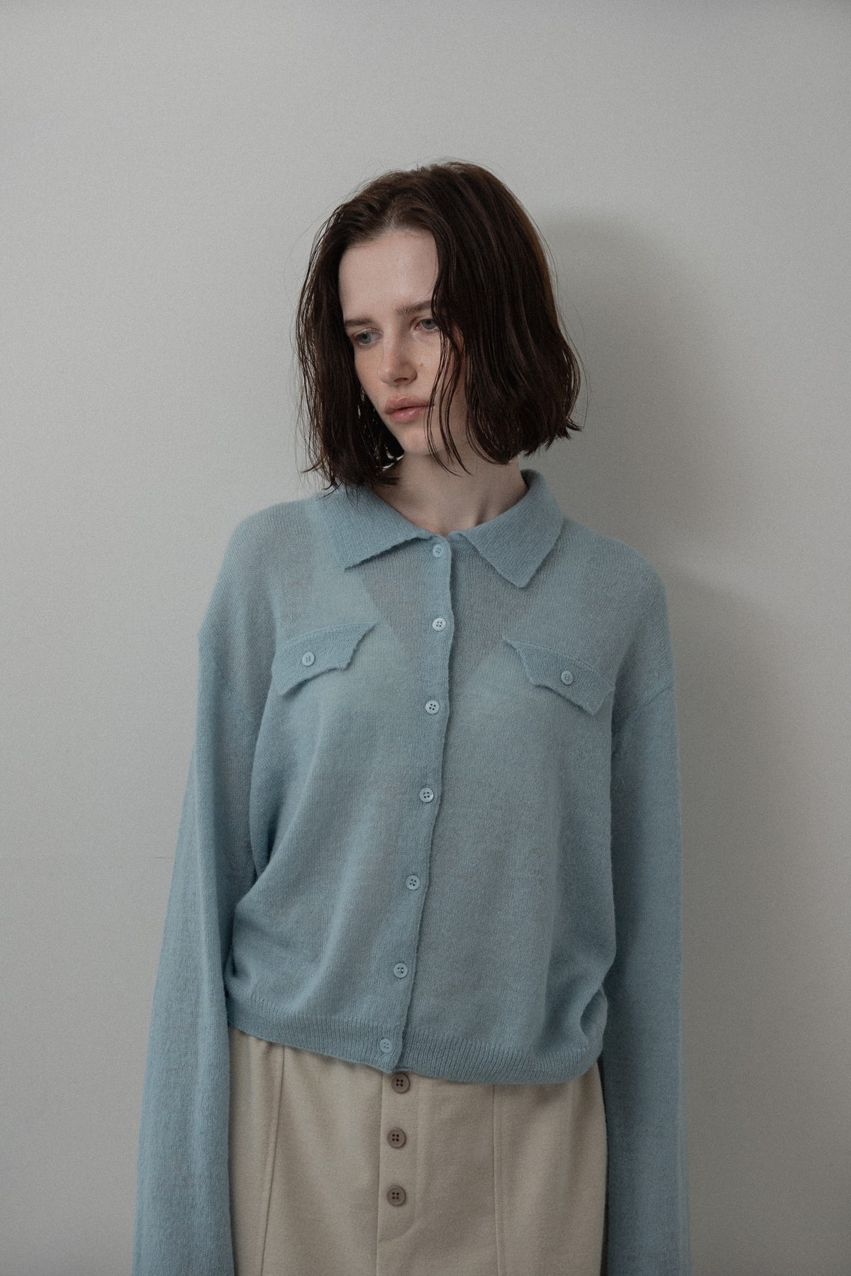 soft touch polo cardigan knit tops