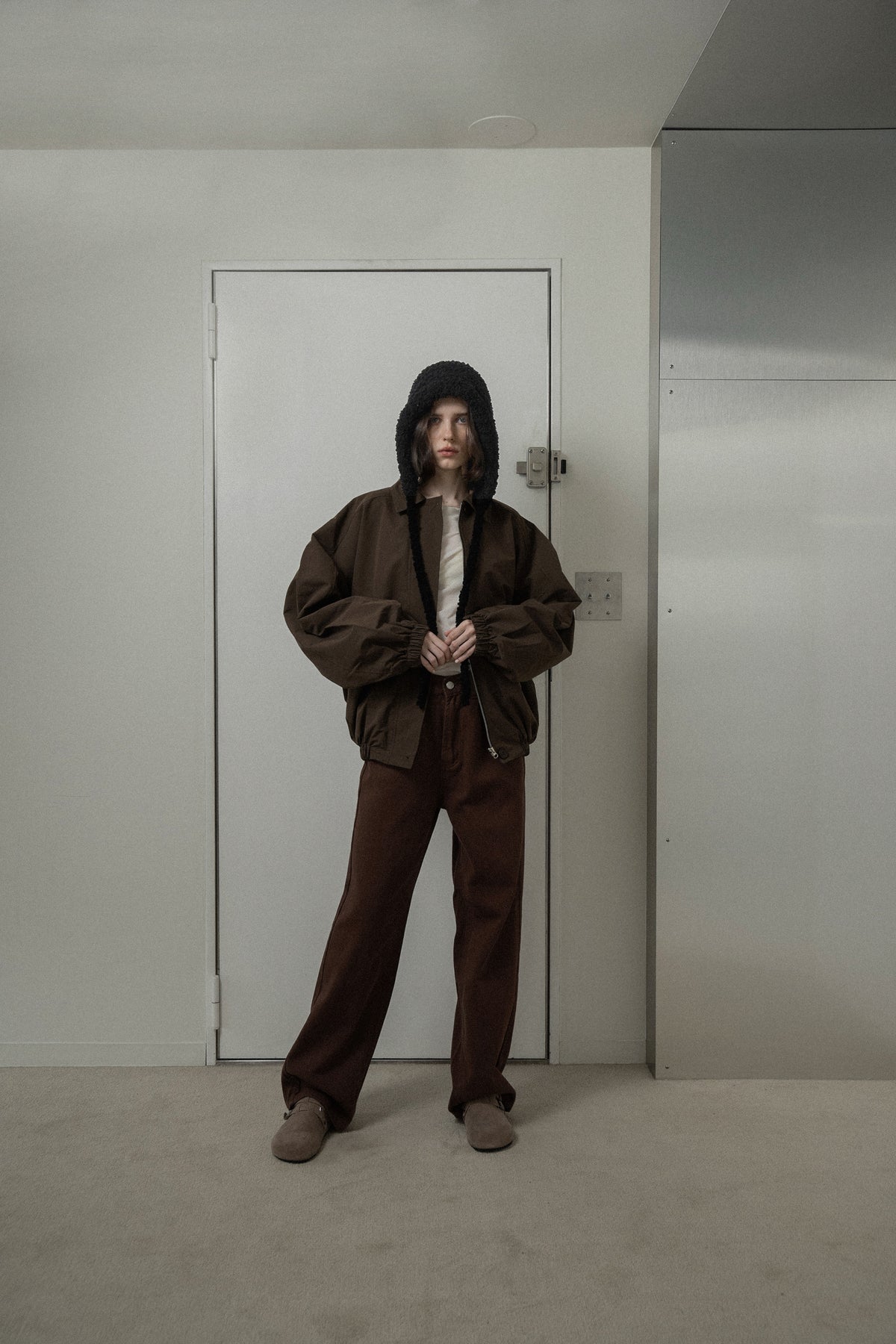 pocket detail rounded blouson jacket