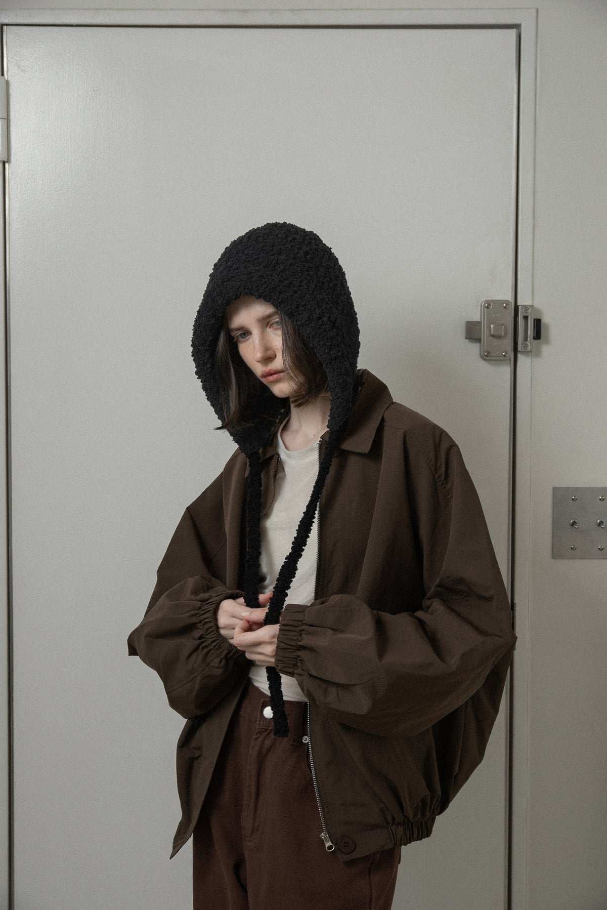 pocket detail rounded blouson jacket