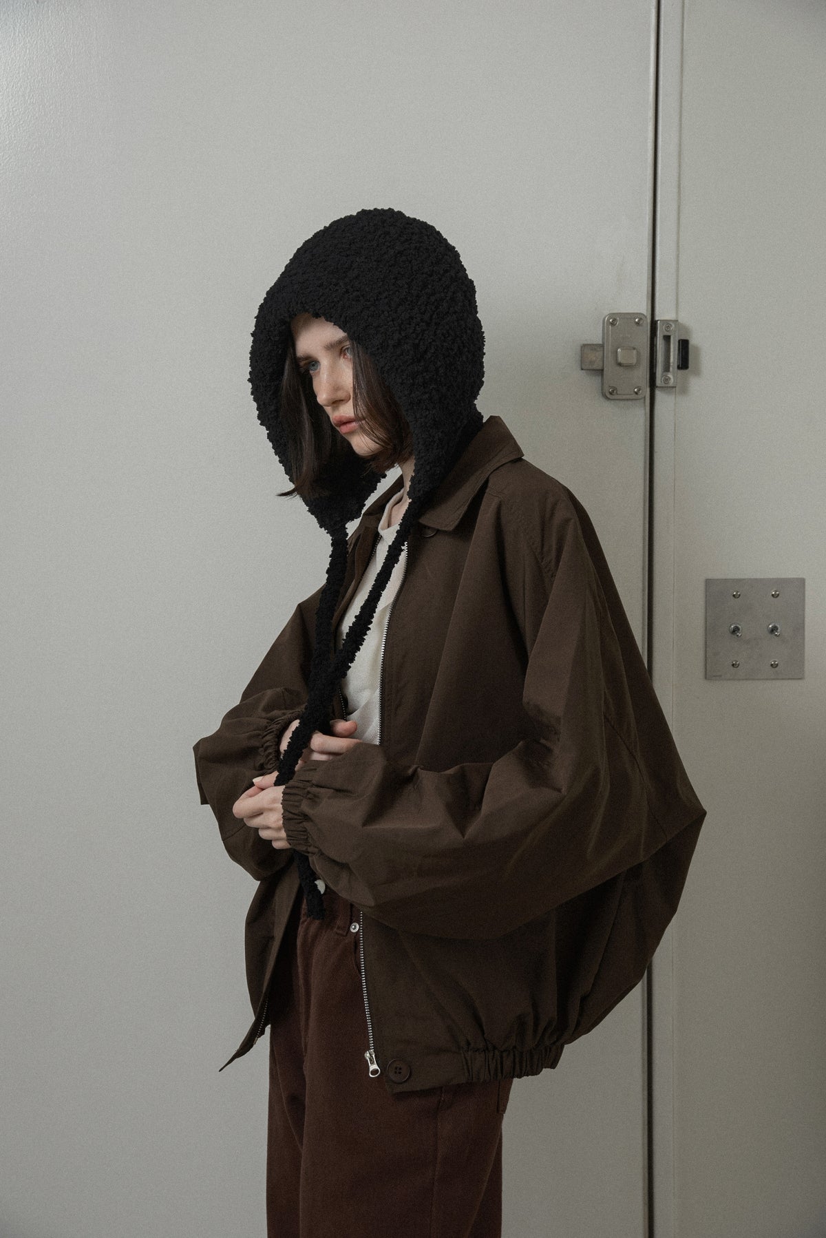 pocket detail rounded blouson jacket