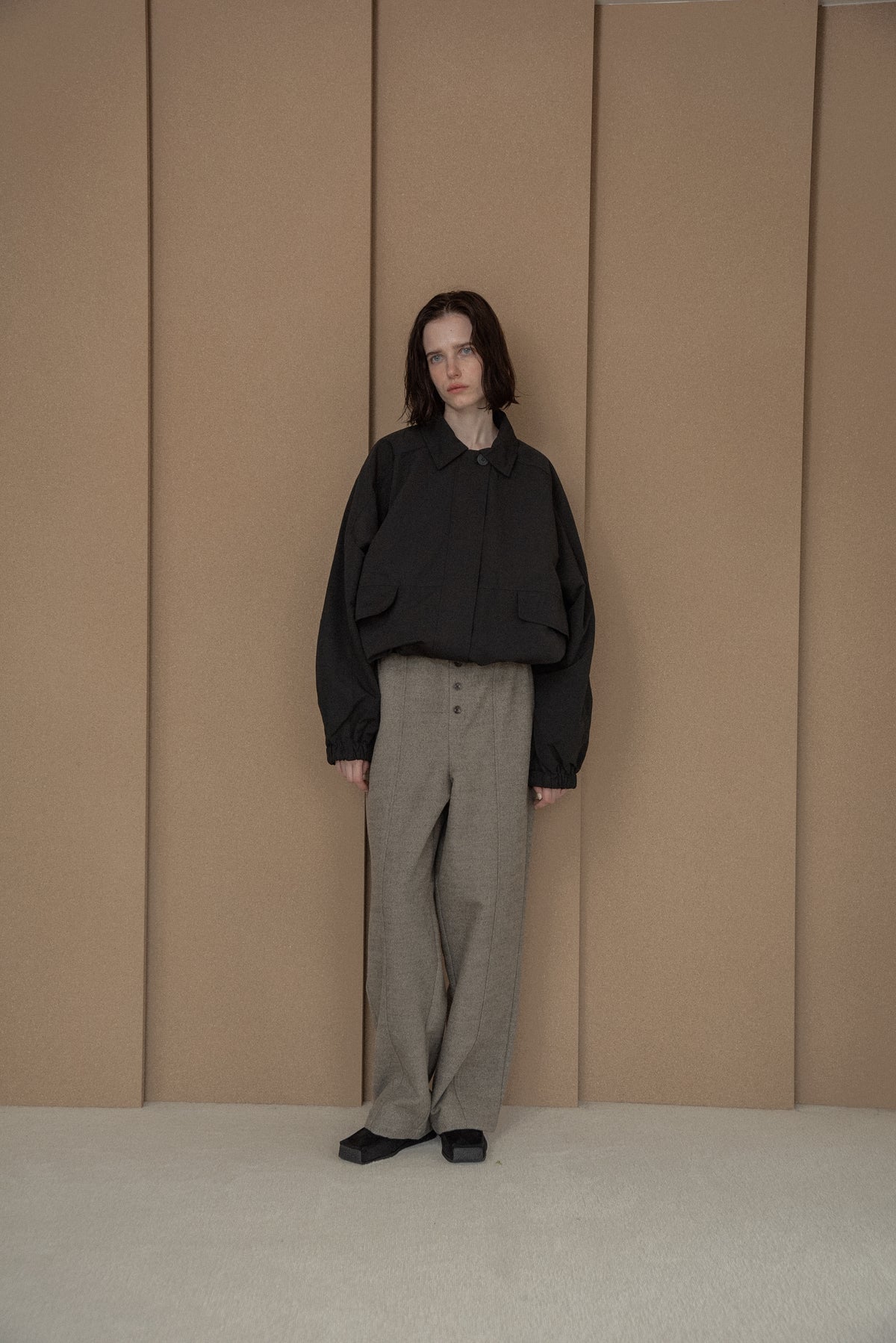 pocket detail rounded blouson jacket