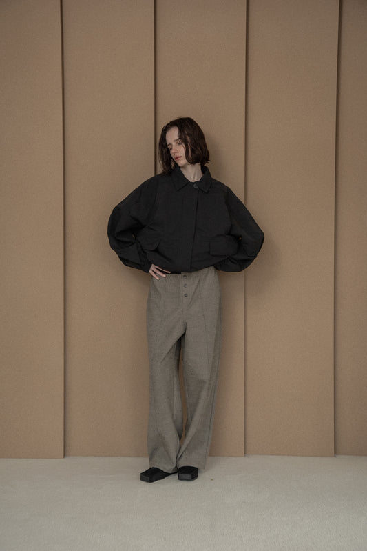 pocket detail rounded blouson jacket