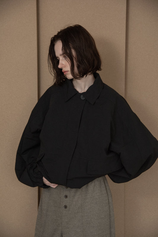 pocket detail rounded blouson jacket