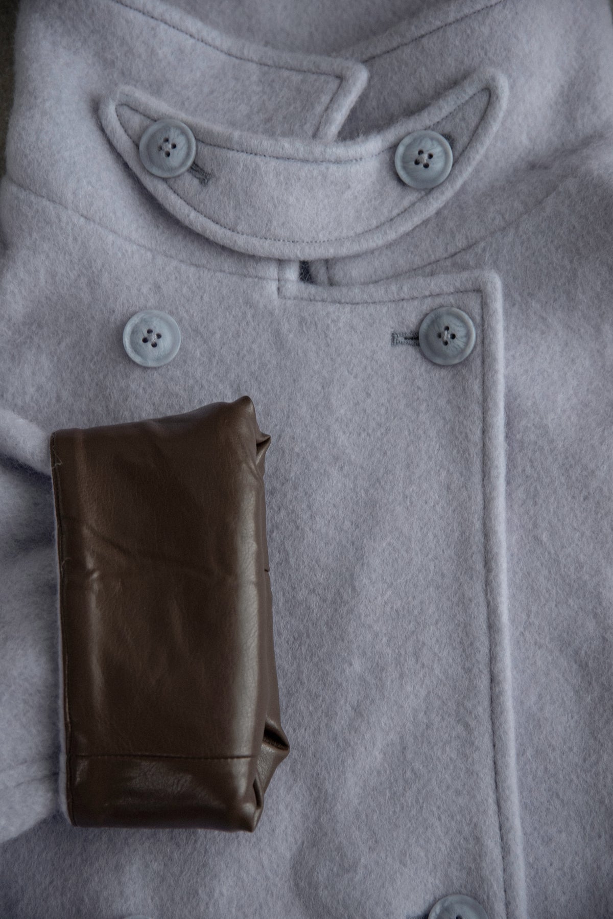 2way collar contrast cuff double coat