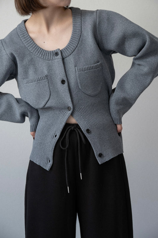 u neck pocket point rib knit
