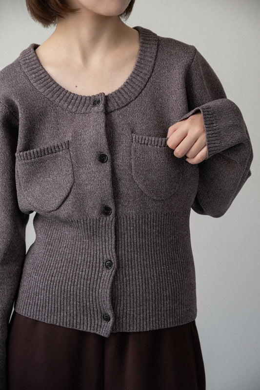 u neck pocket point rib knit