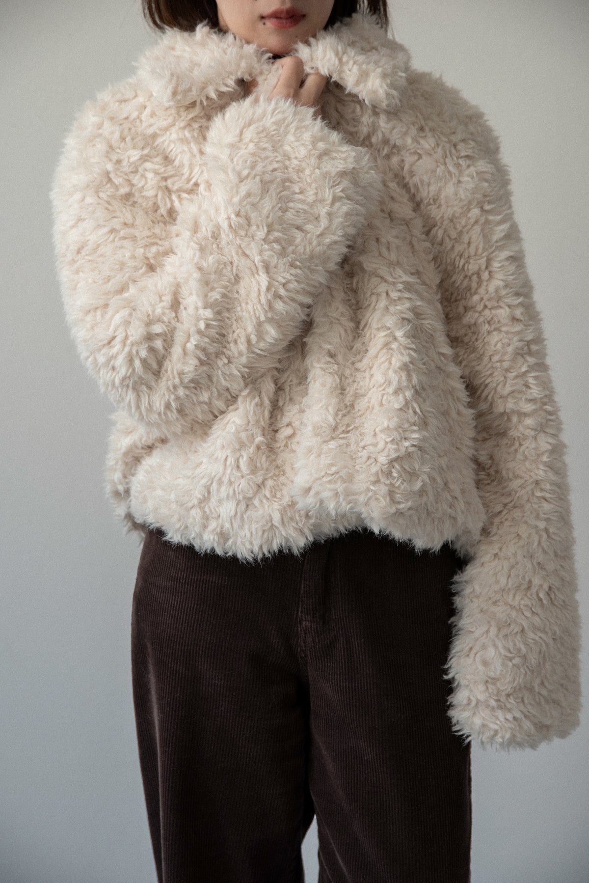 long pile fur short jacket