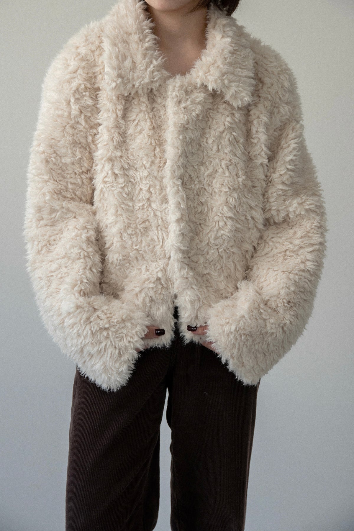 long pile fur short jacket