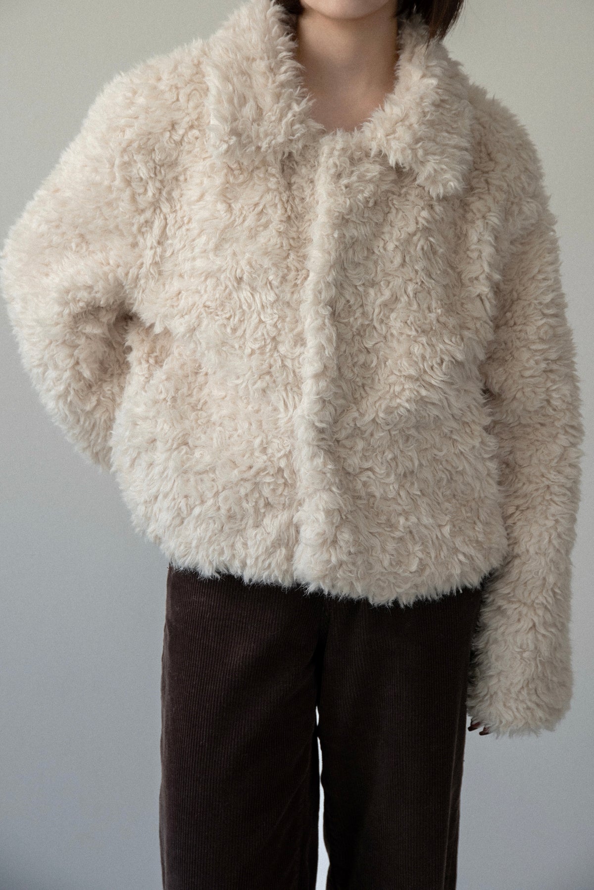 long pile fur short jacket