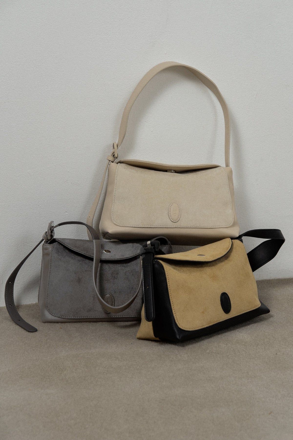 emboss patch round flap one handle bag