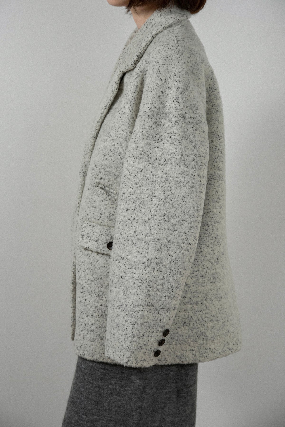 pebble pattern neck 2way jacket coat