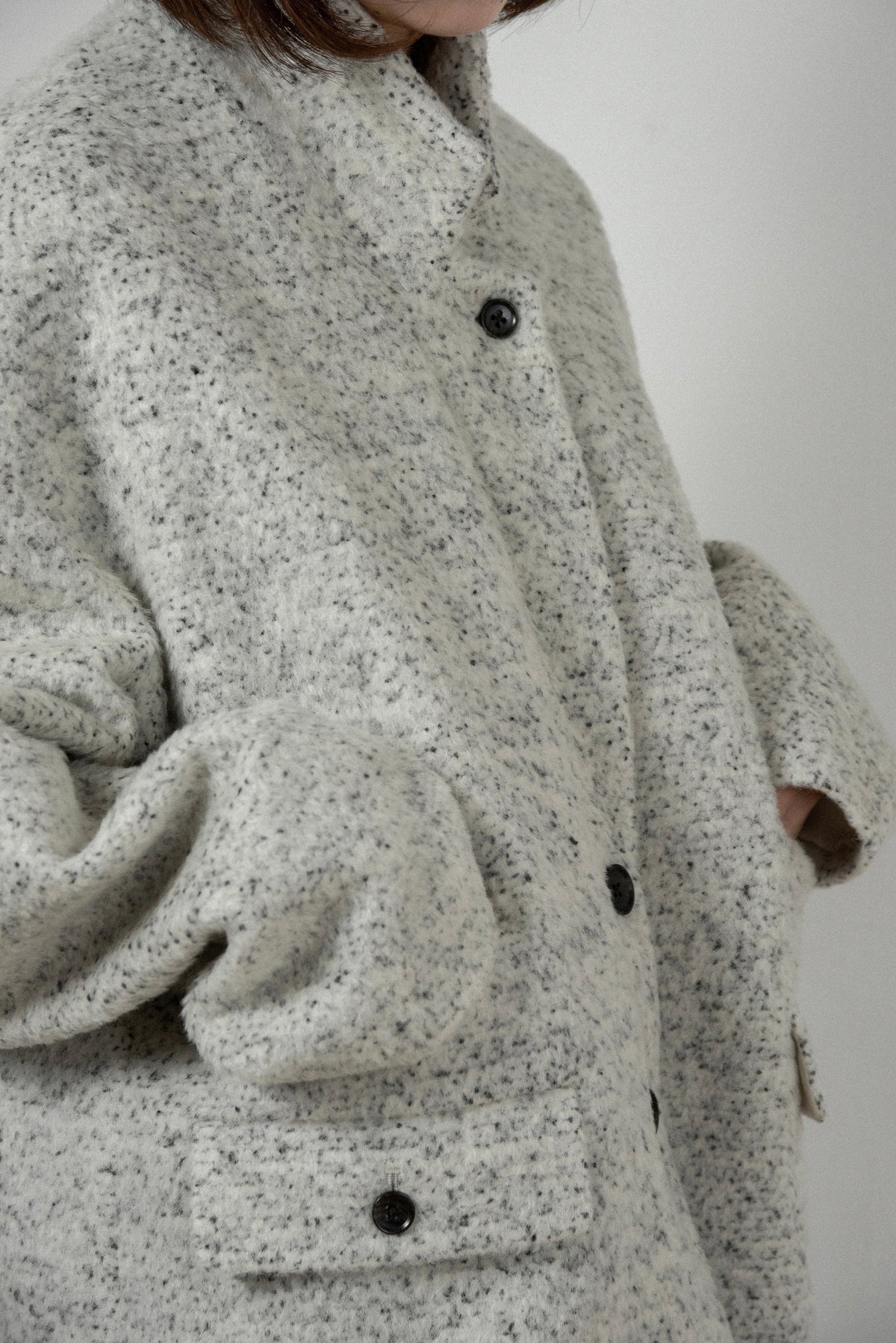 pebble pattern neck 2way jacket coat