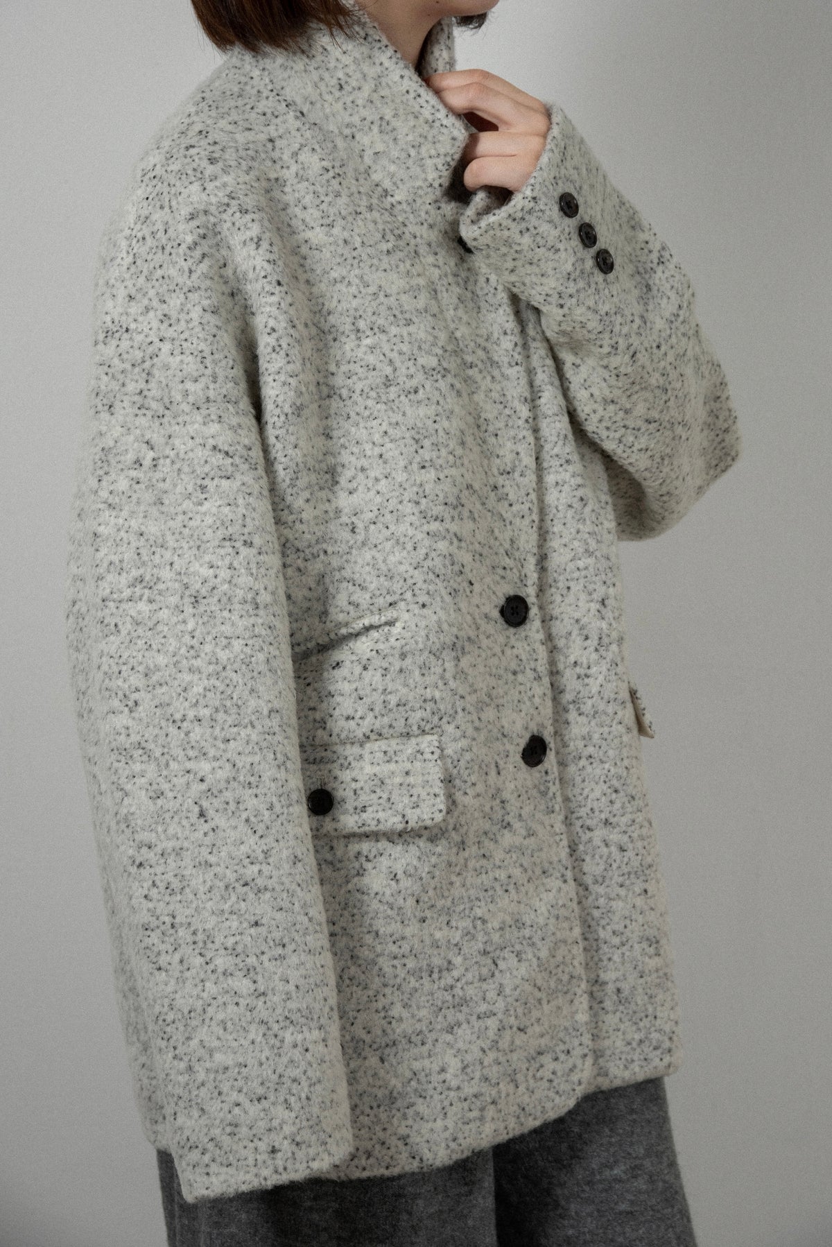 pebble pattern neck 2way jacket coat