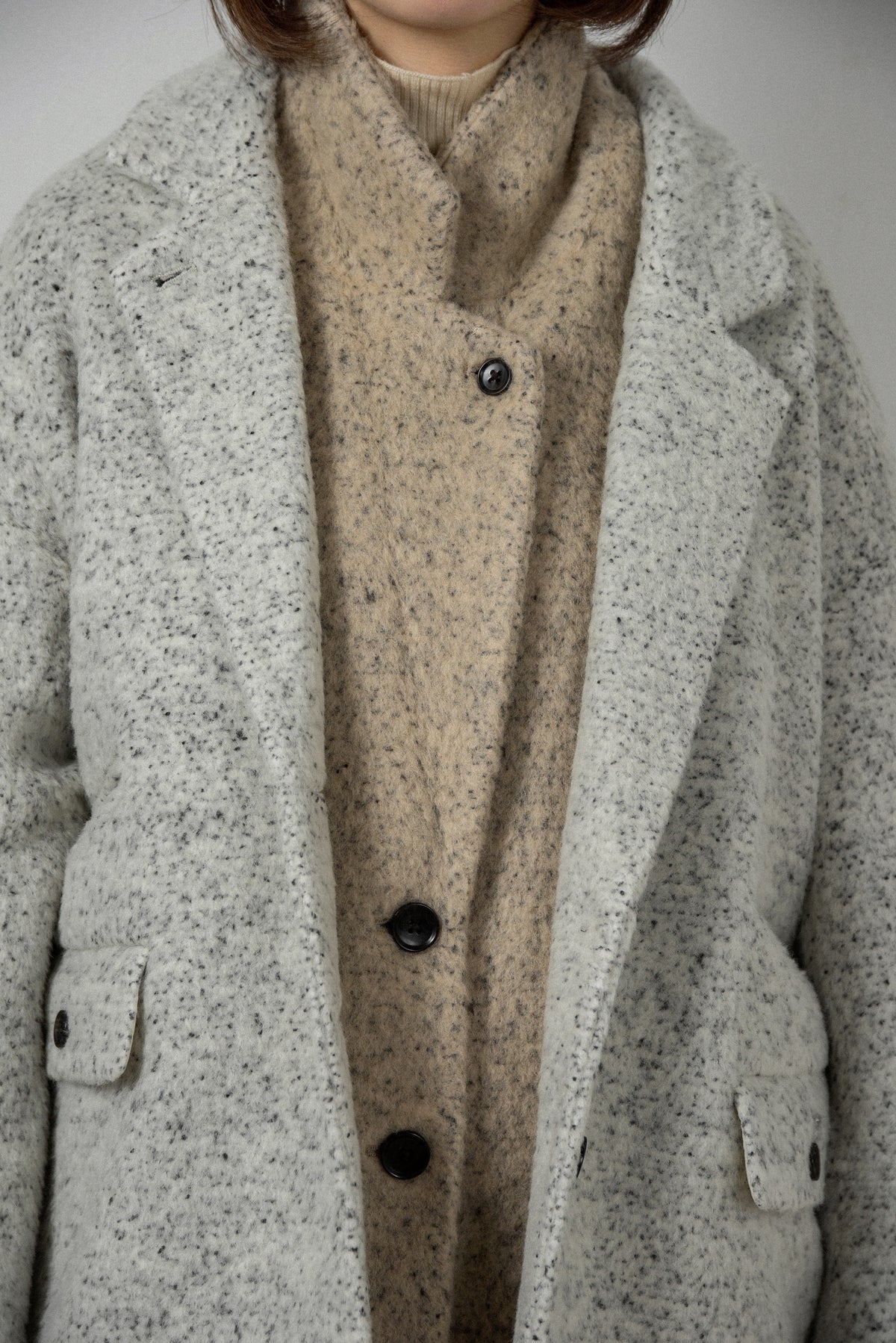 pebble pattern neck 2way jacket coat