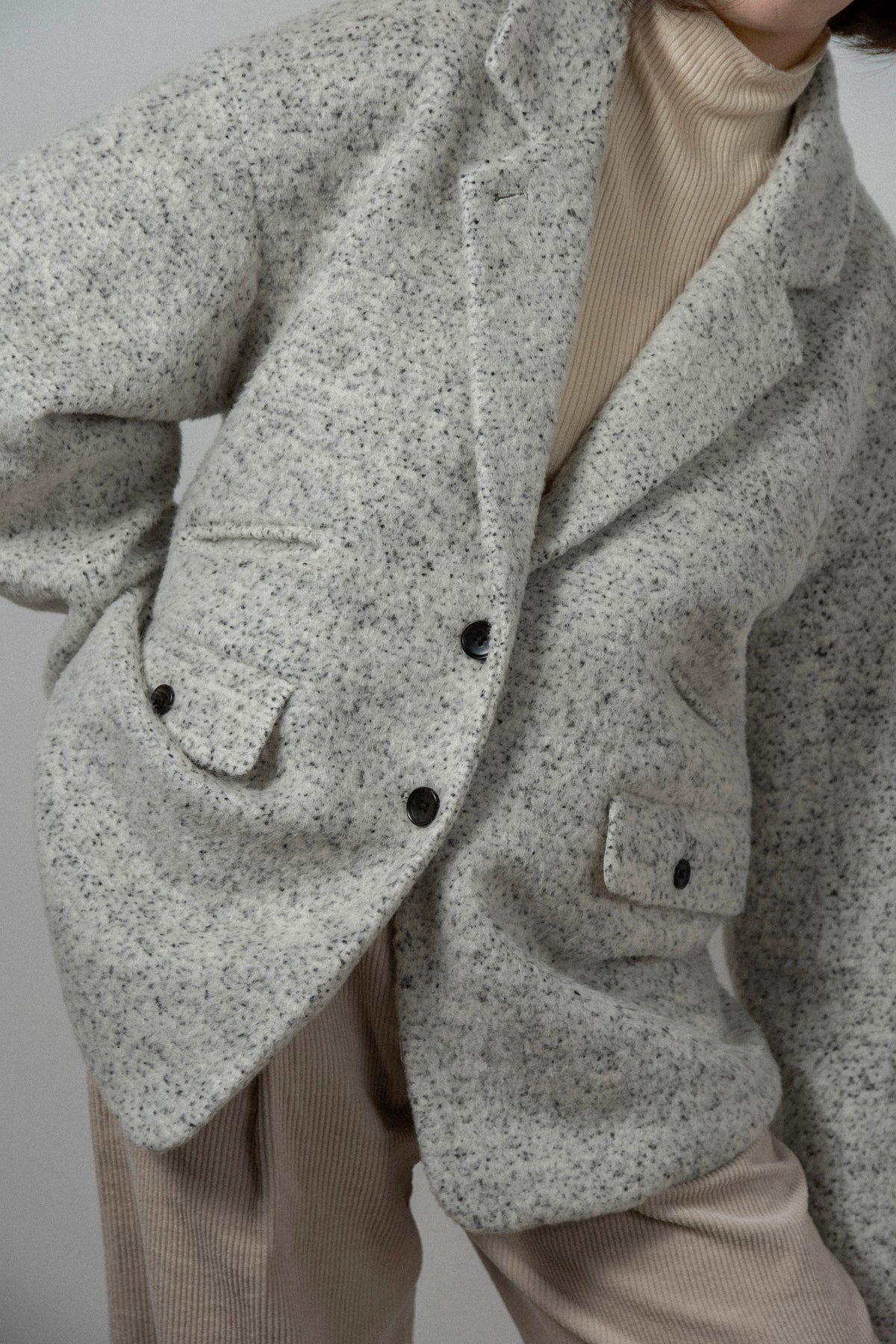 pebble pattern neck 2way jacket coat