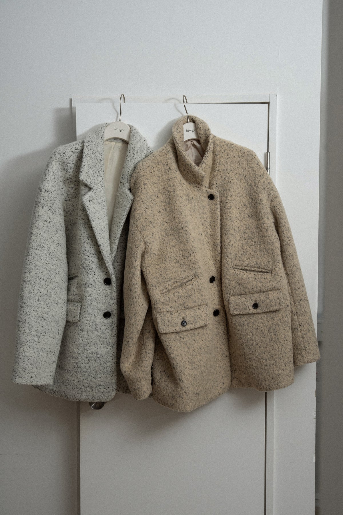 pebble pattern neck 2way jacket coat