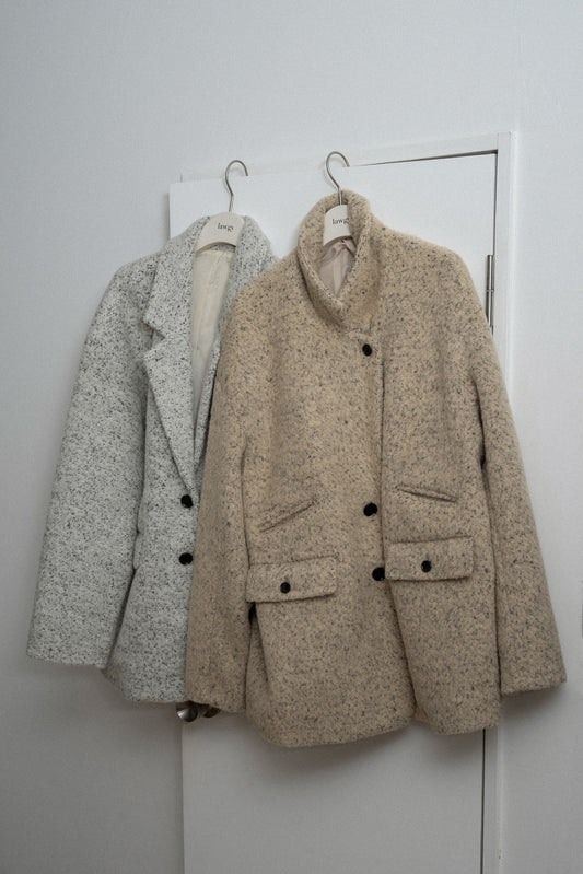 pebble pattern neck 2way jacket coat