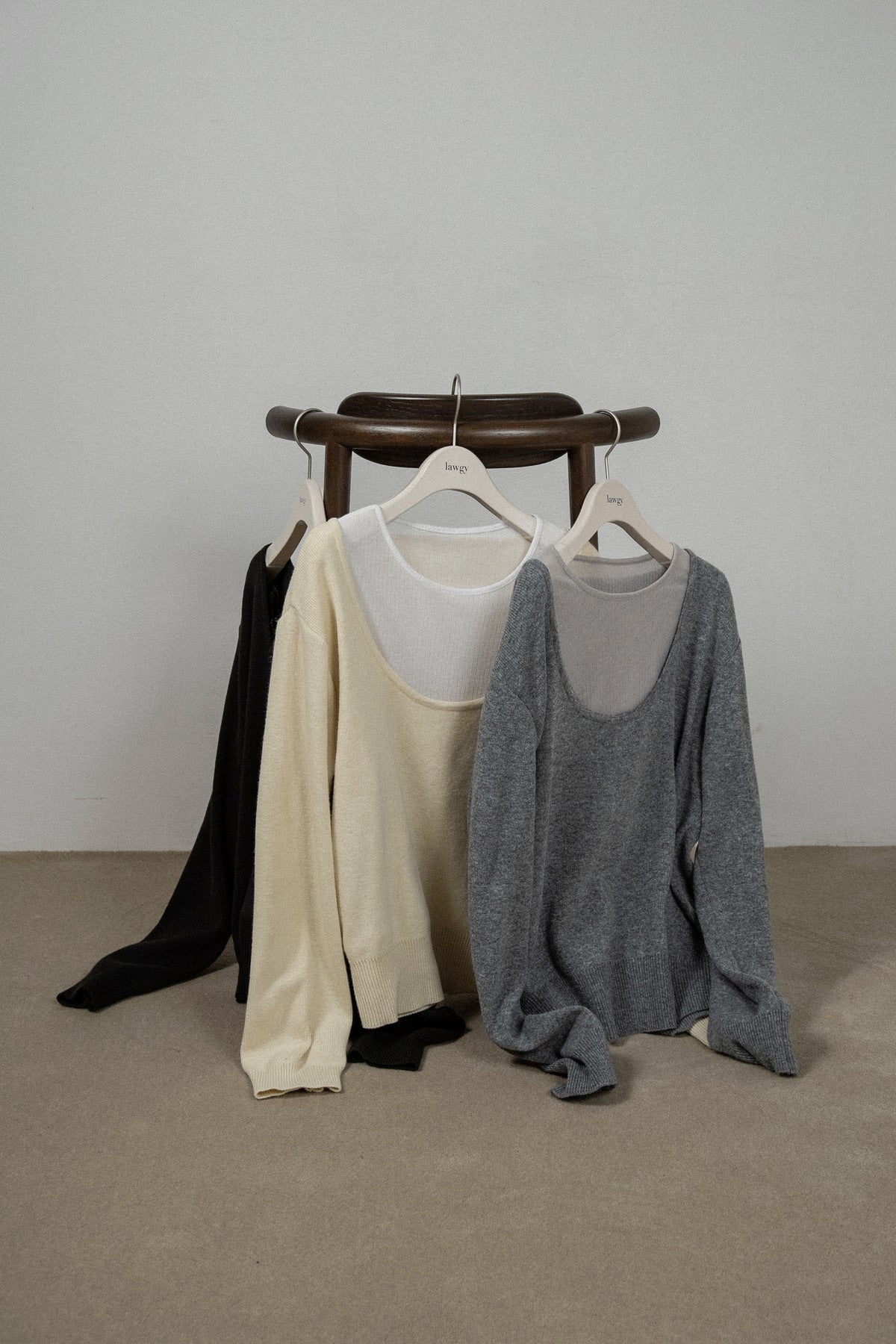 open uneckline simple knit tops