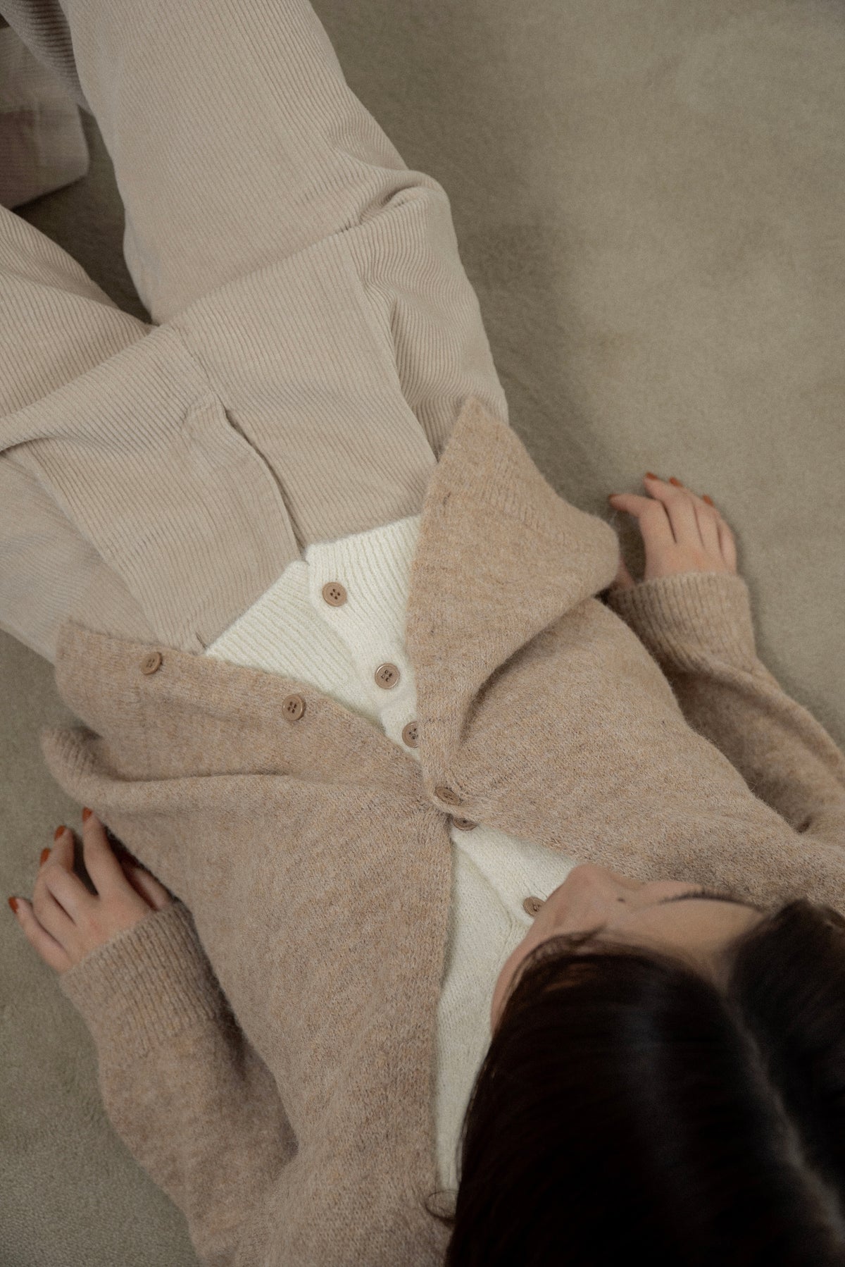 fluffy layered like double v neck cardigan