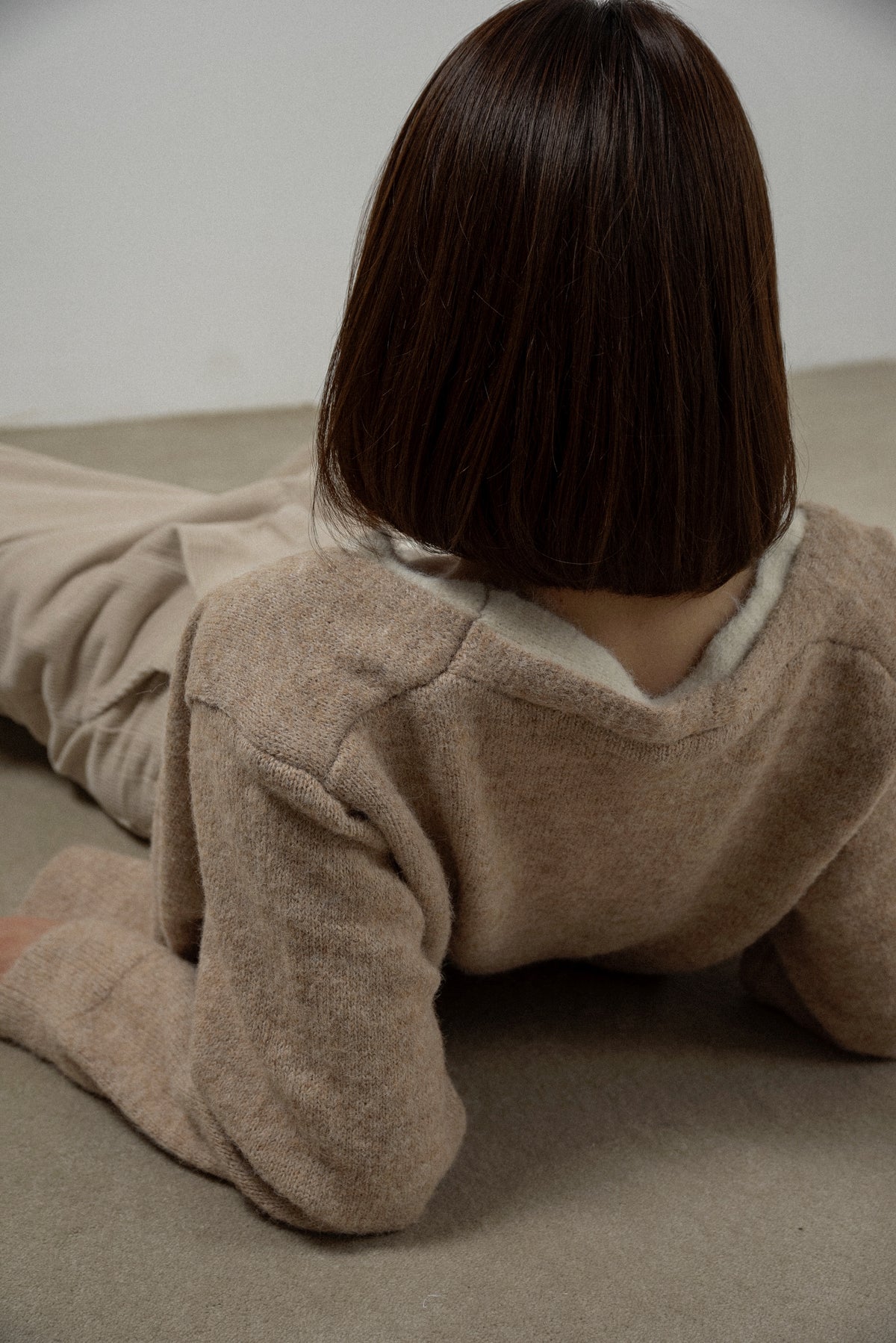 fluffy layered like double v neck cardigan