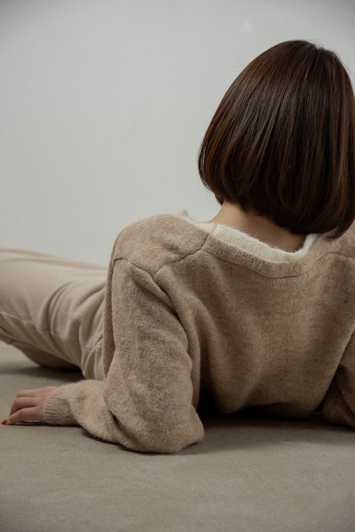 fluffy layered like double v neck cardigan