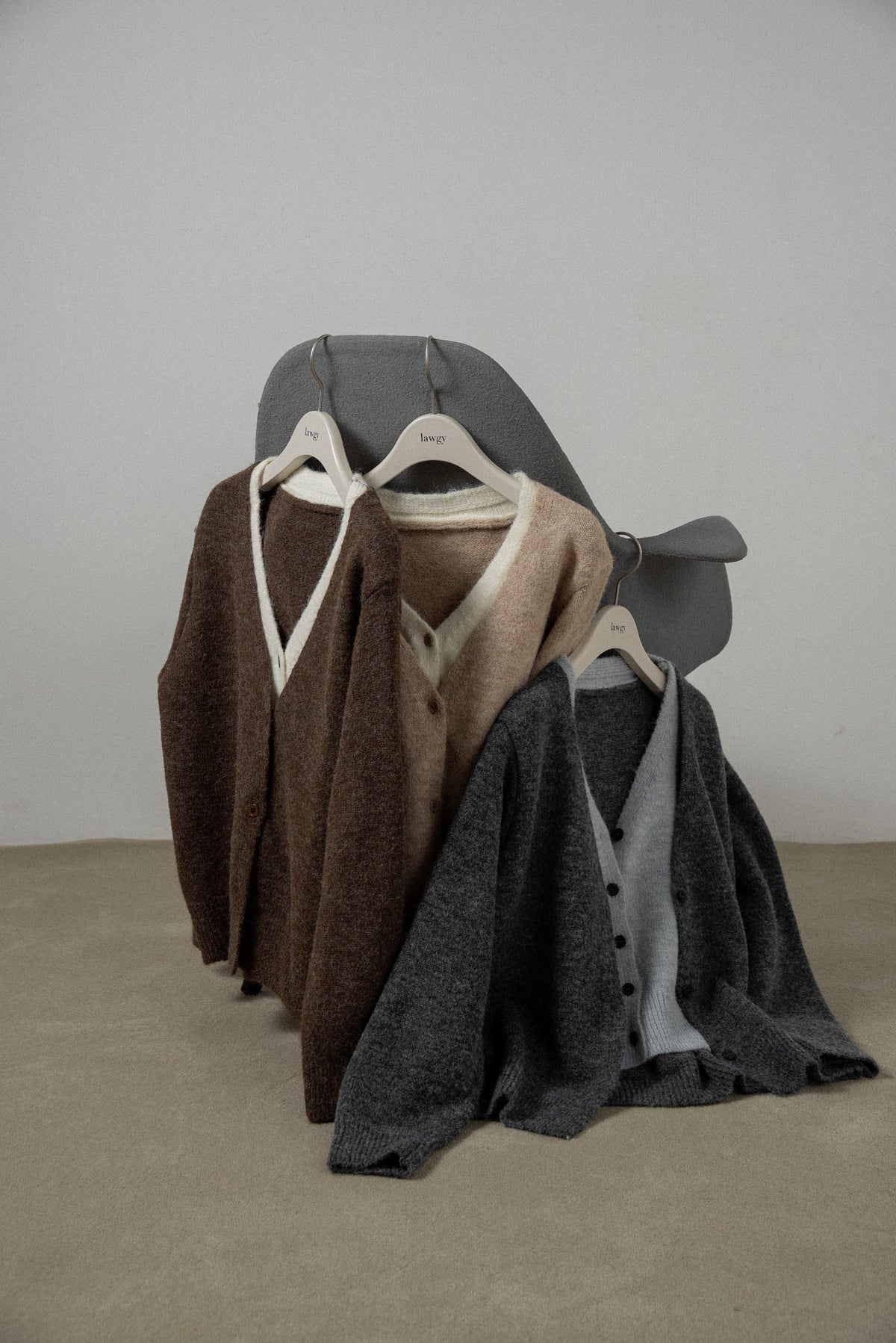 fluffy layered like double v neck cardigan