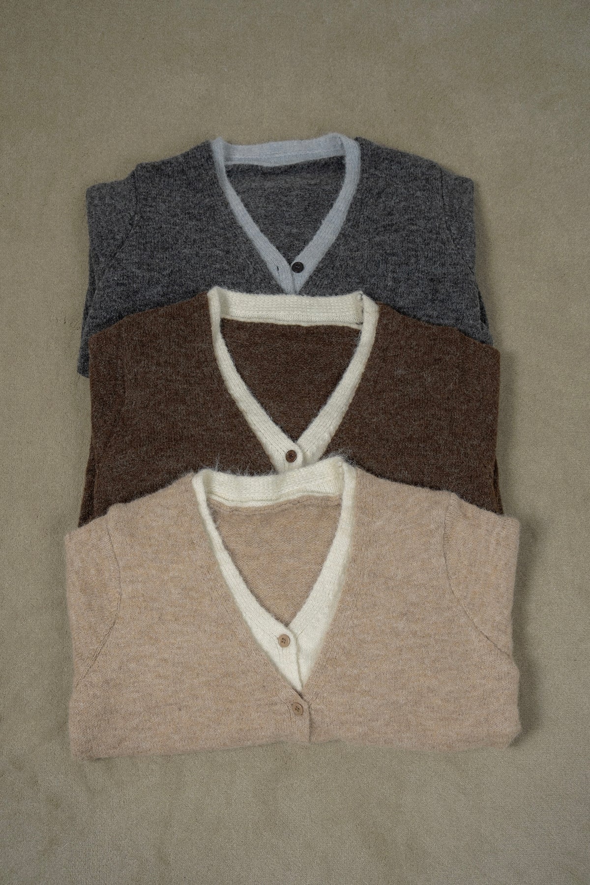 fluffy layered like double v neck cardigan