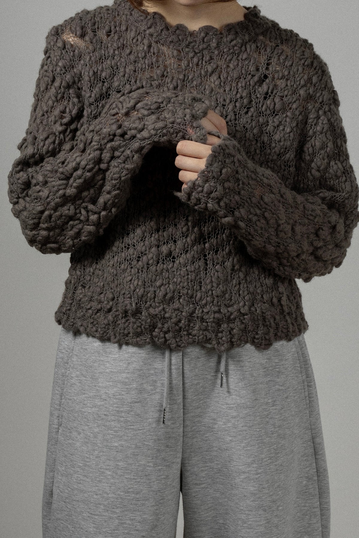 wool nep round neck knit