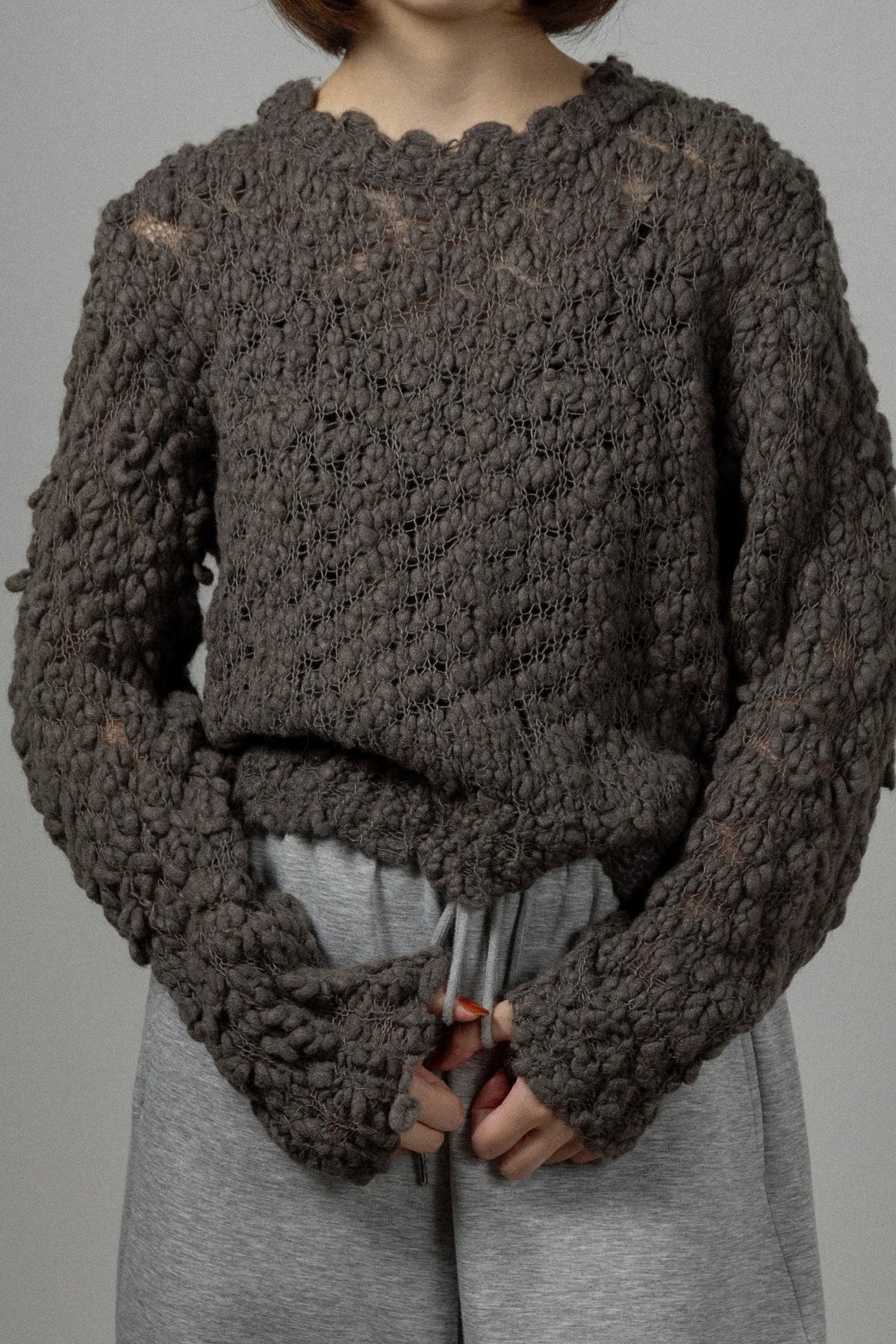 wool nep round neck knit
