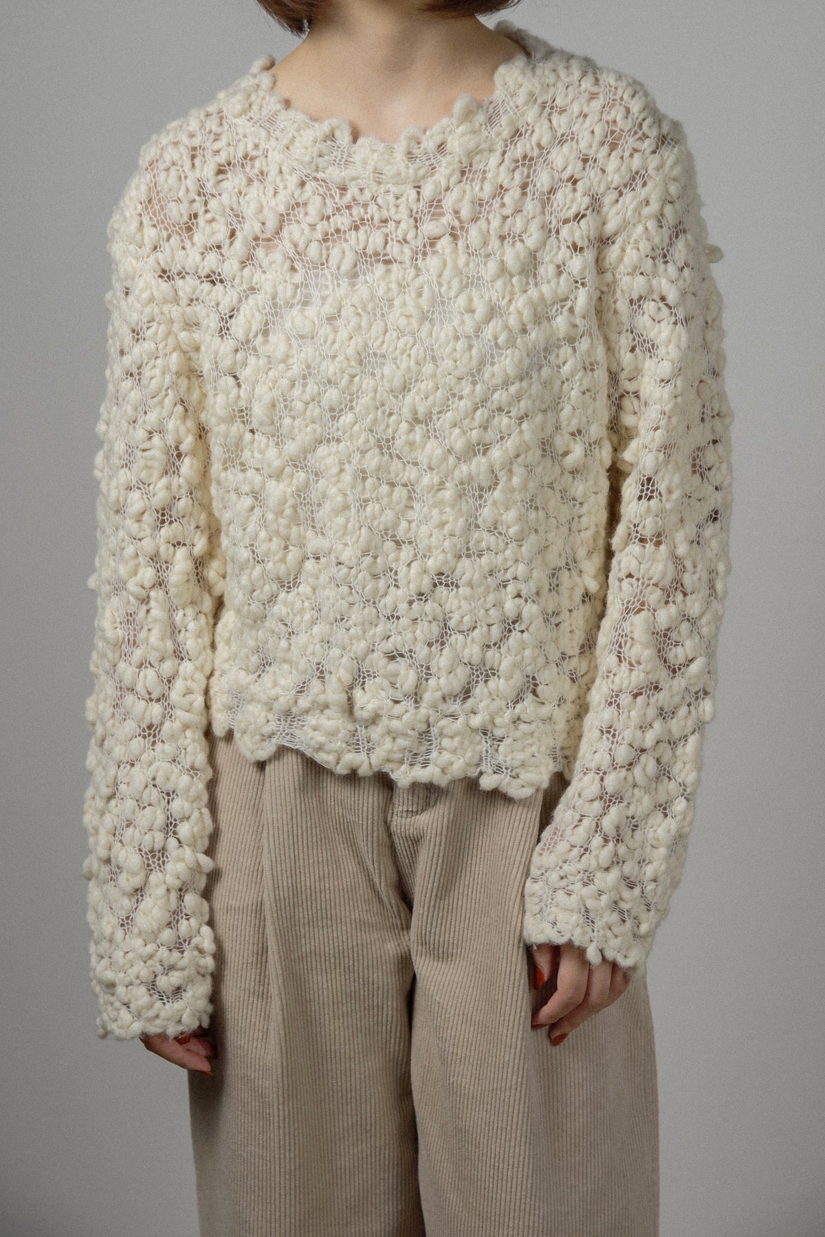wool nep round neck knit