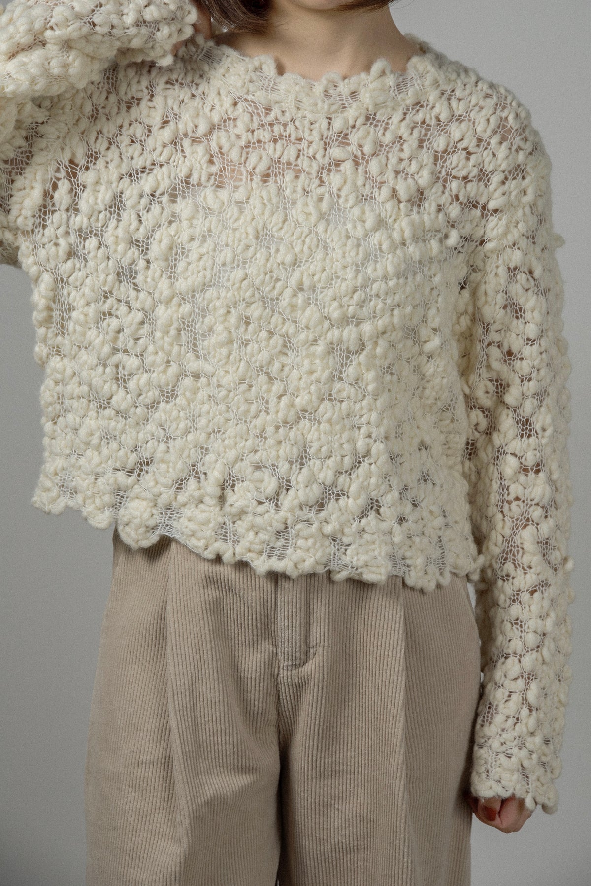 wool nep round neck knit