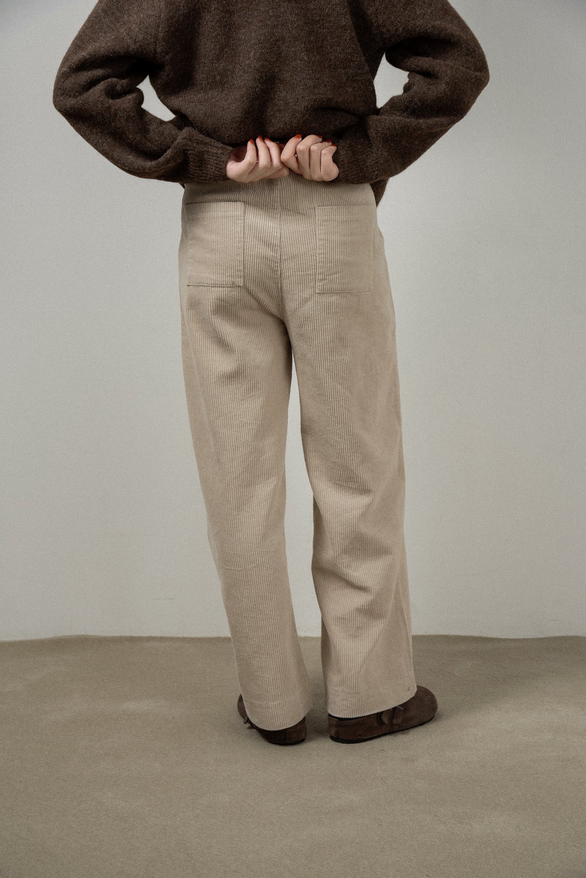 cozy corduroy point button tuck pants