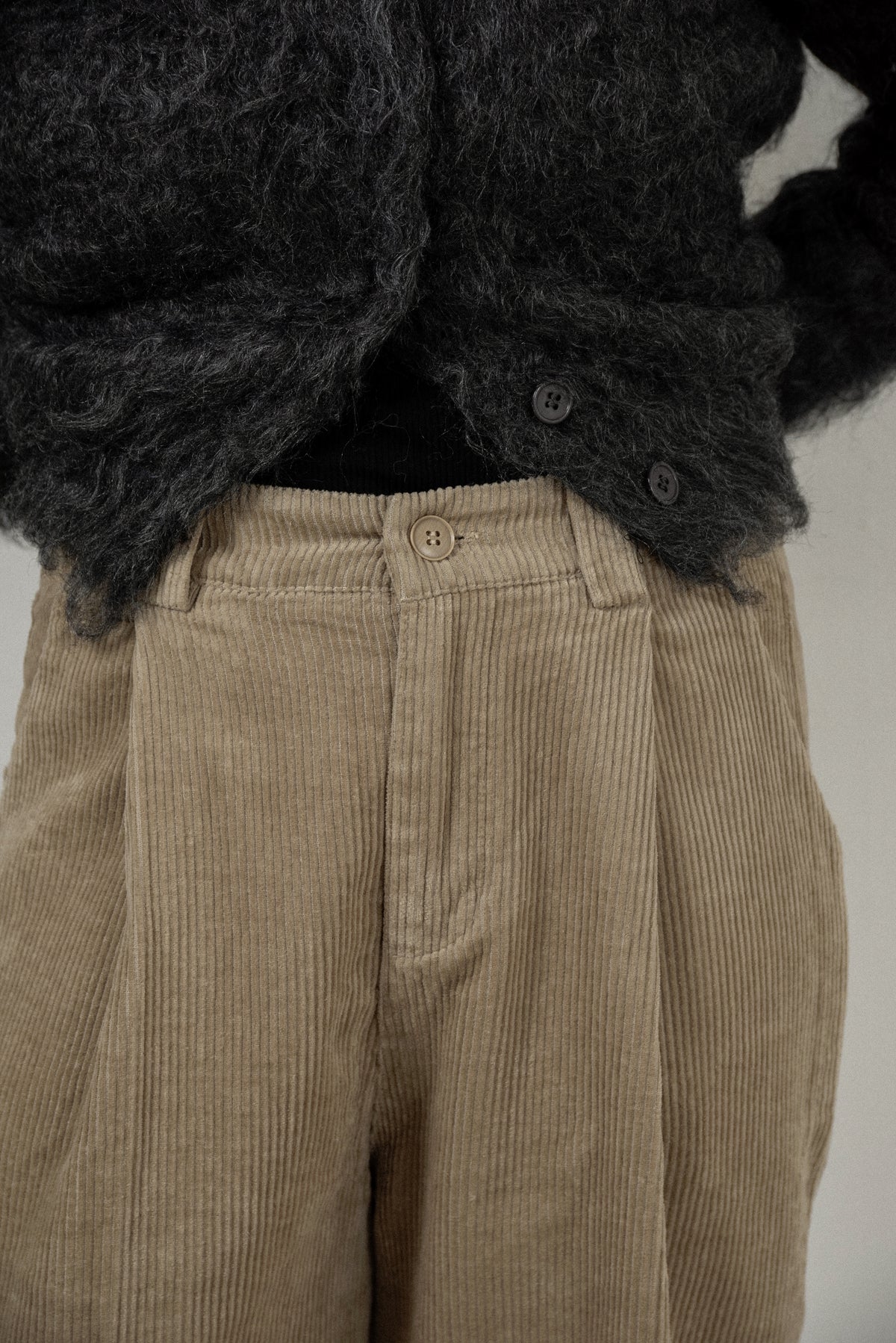 cozy corduroy point button tuck pants