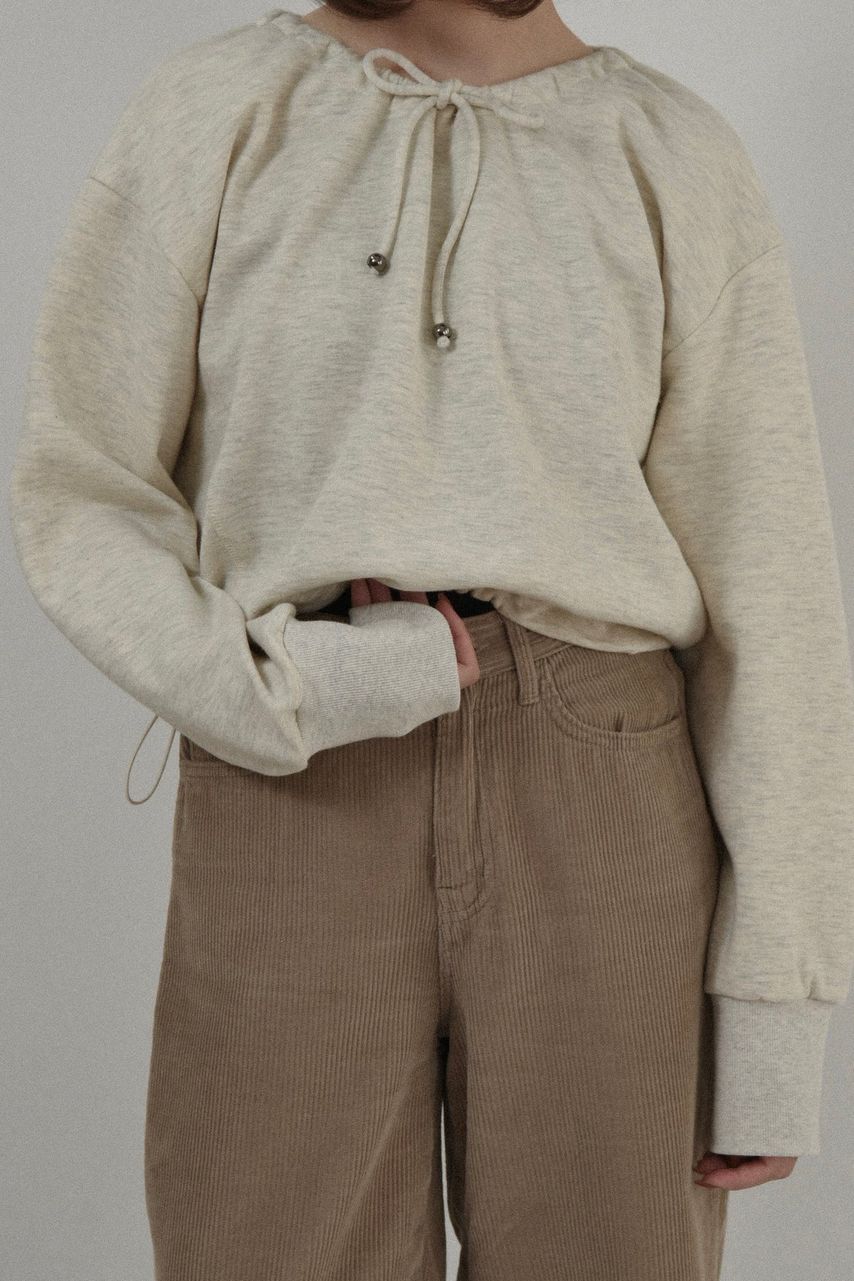 drawstring neck and hem casual sweatshirt tops