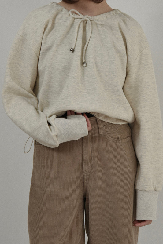drawstring neck and hem casual sweatshirt tops