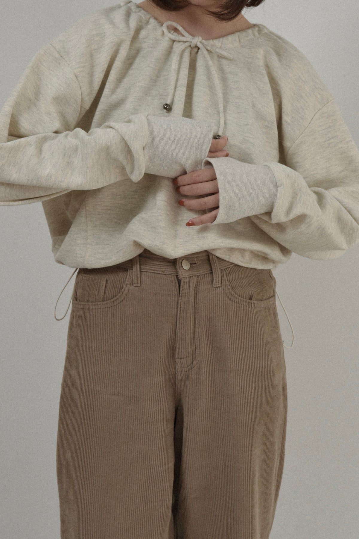 drawstring neck and hem casual sweatshirt tops