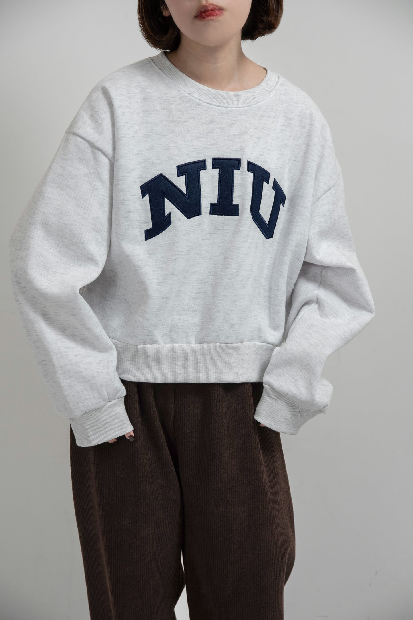 logo point round neck short sweat