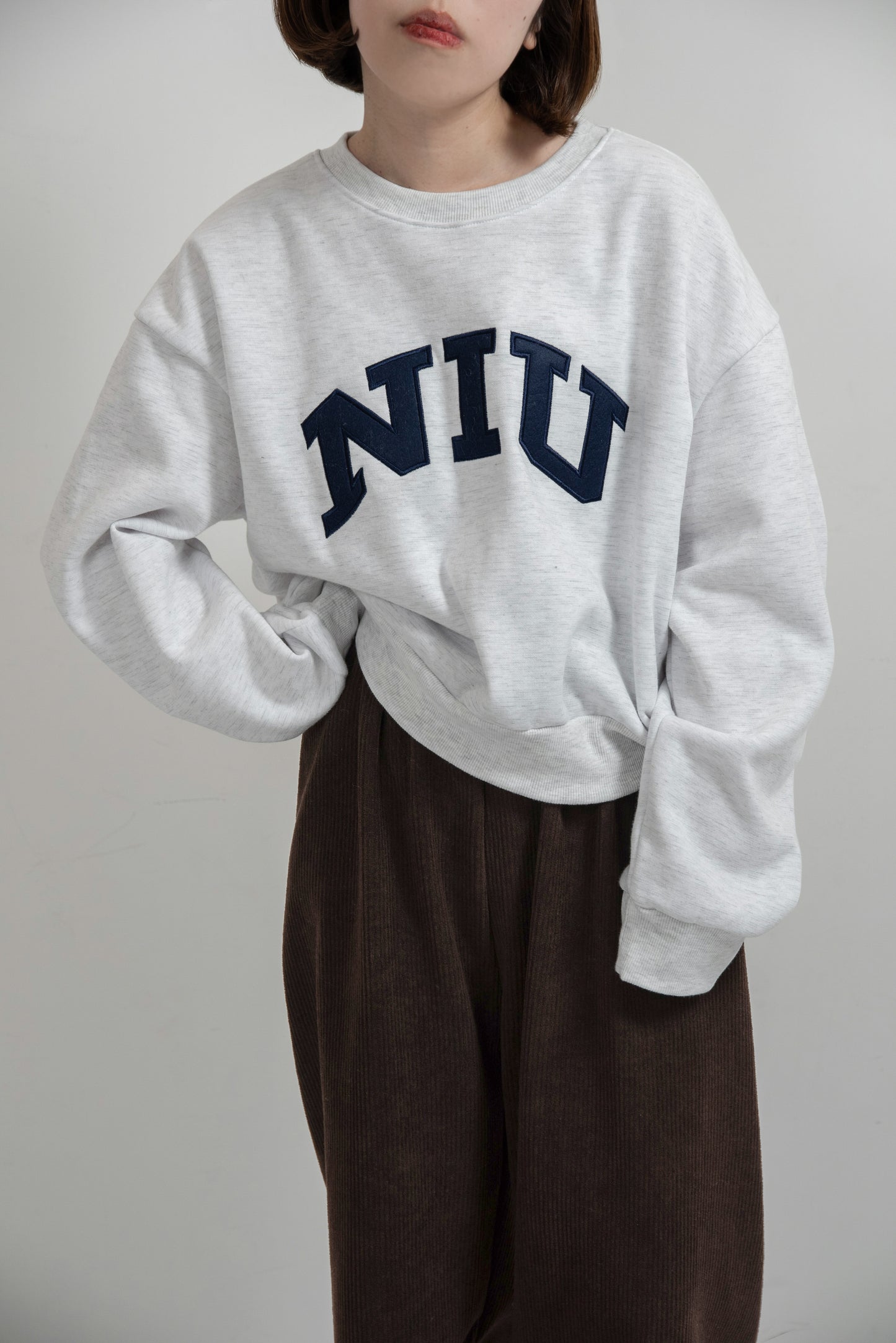 logo point round neck short sweat