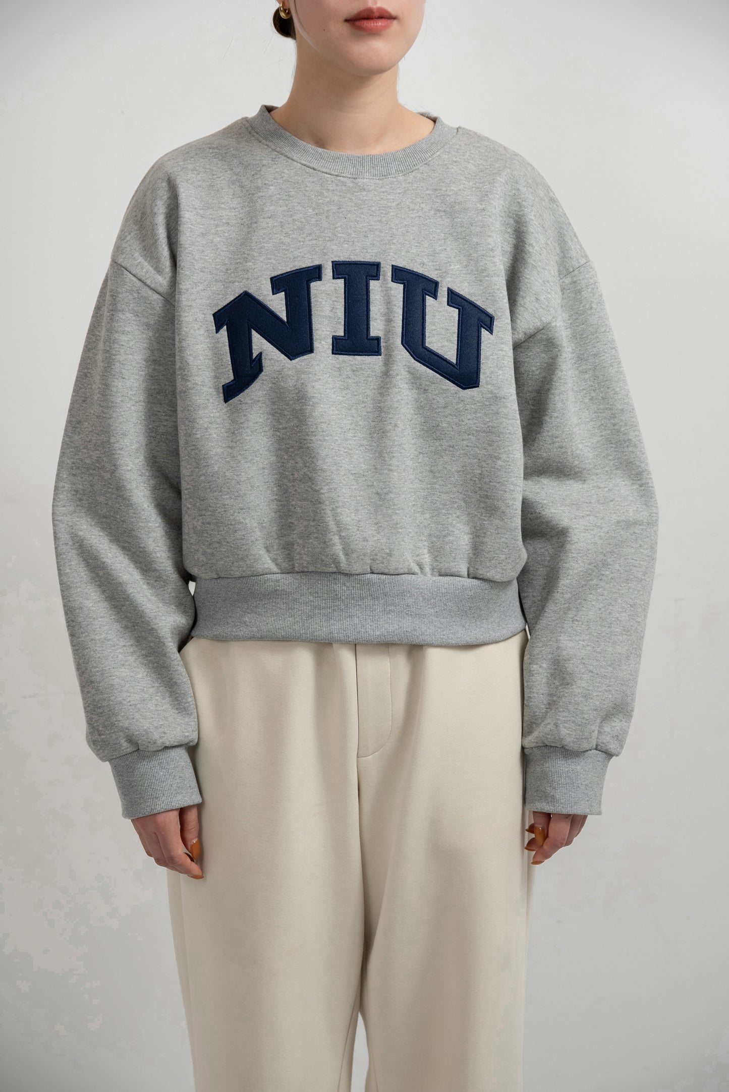 logo point round neck short sweat