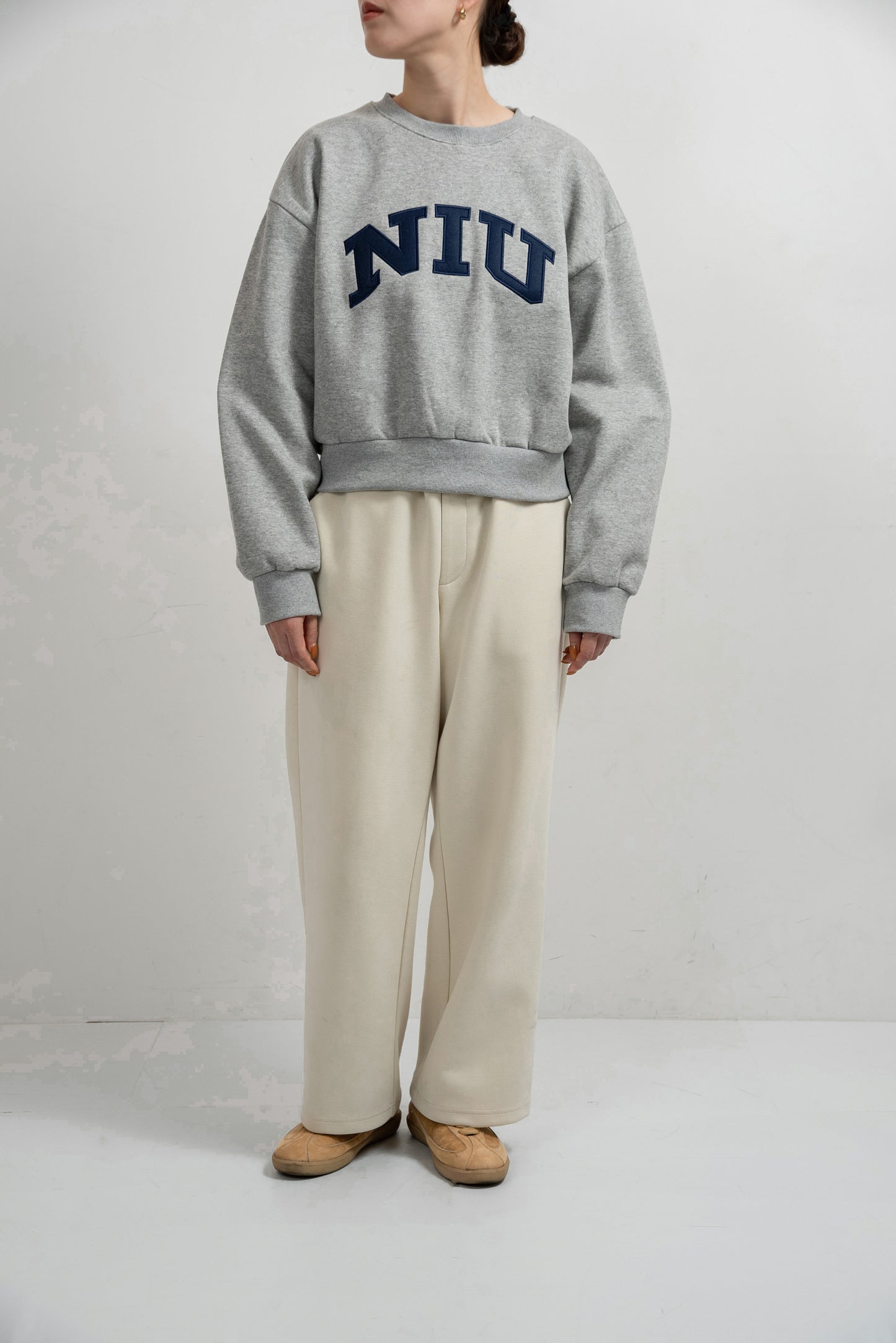 logo point round neck short sweat