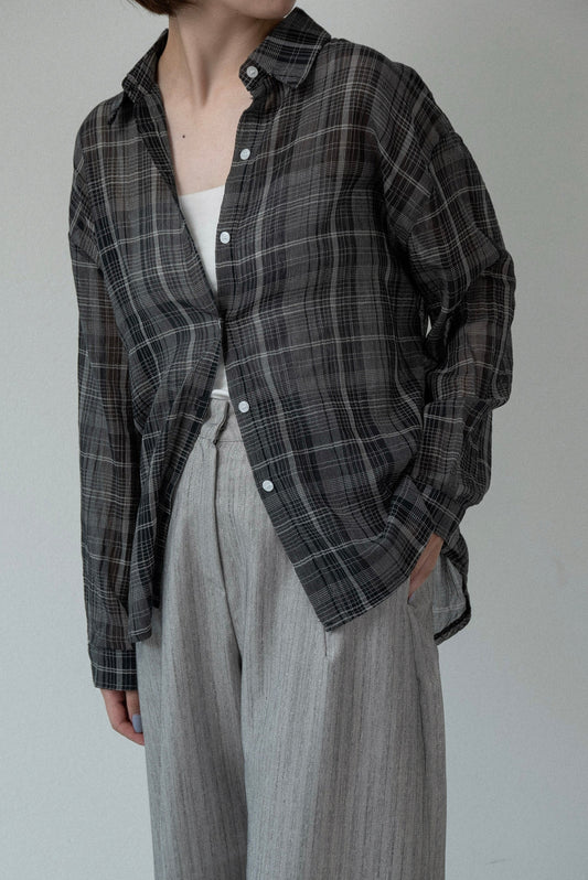 airy loose check shirt