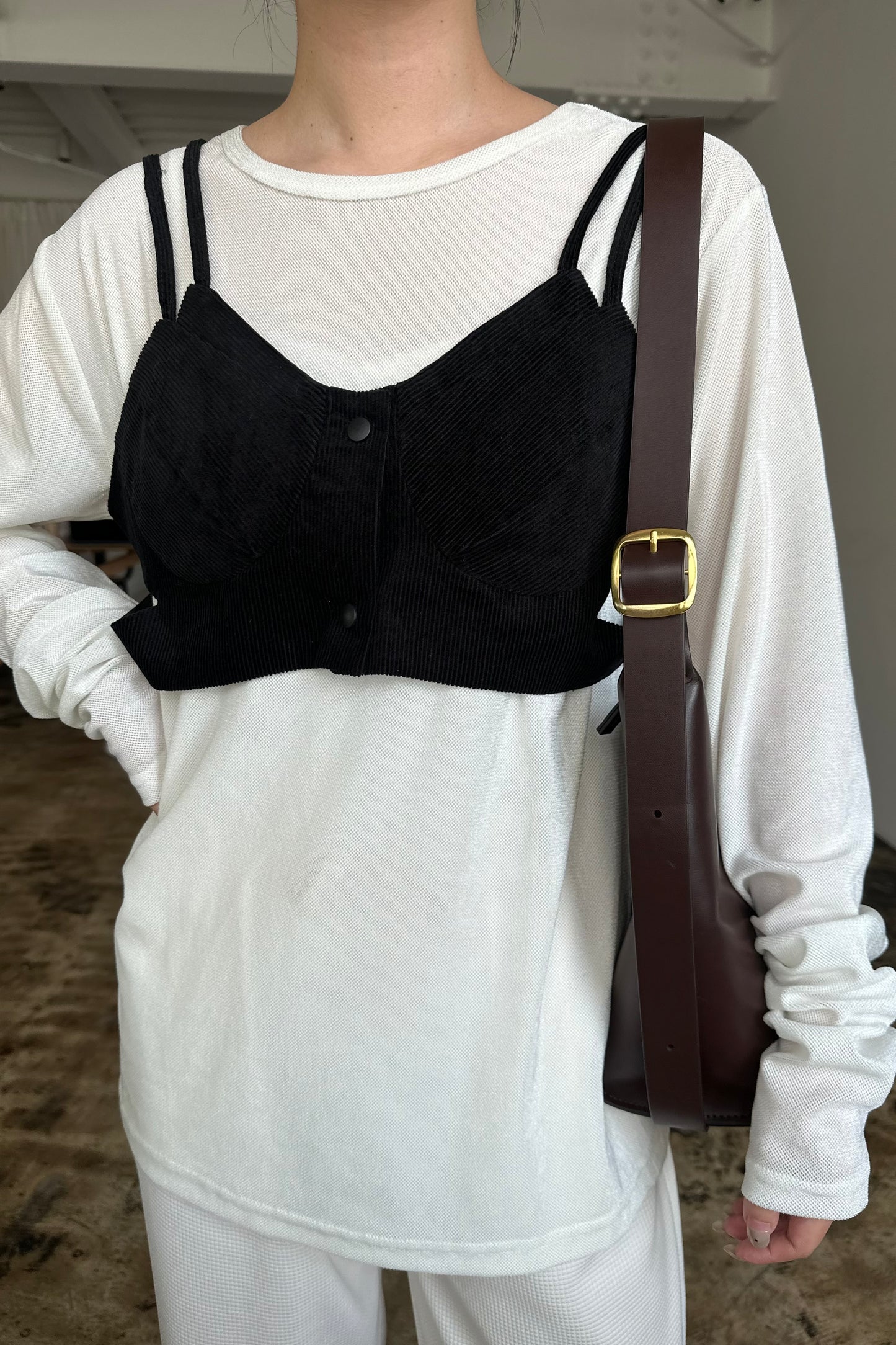 corduroy front button bustier