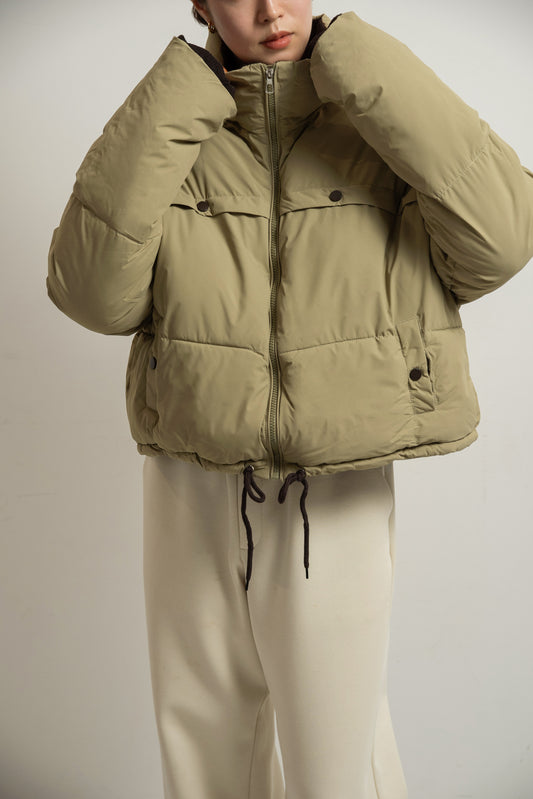 high neck corduroy point quilting coat