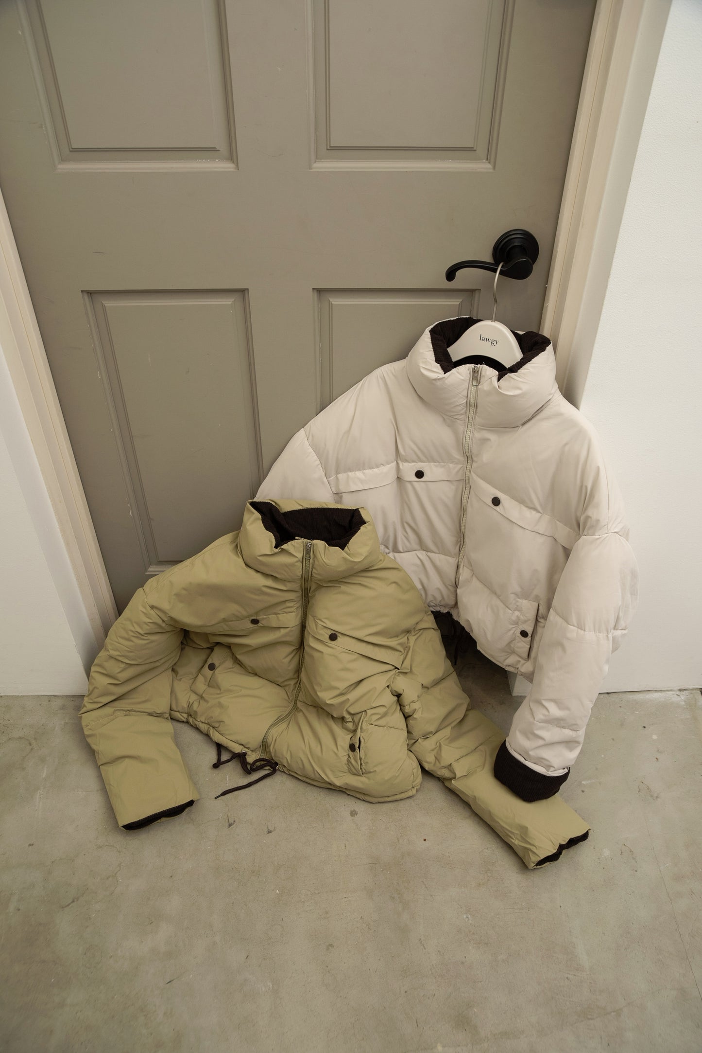 high neck corduroy point quilting coat