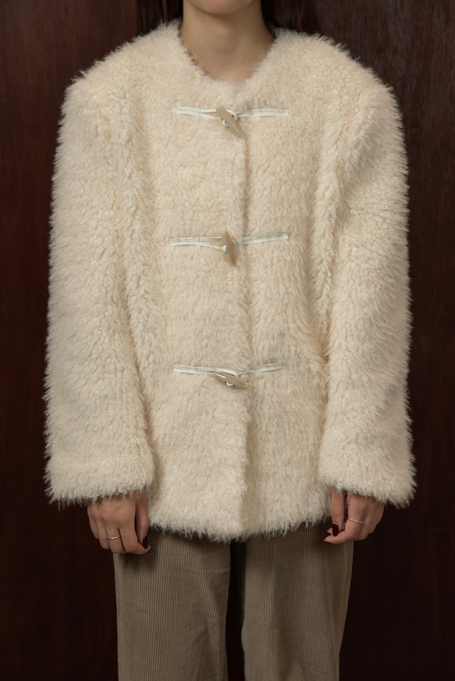 toggle button boa nocollar coat